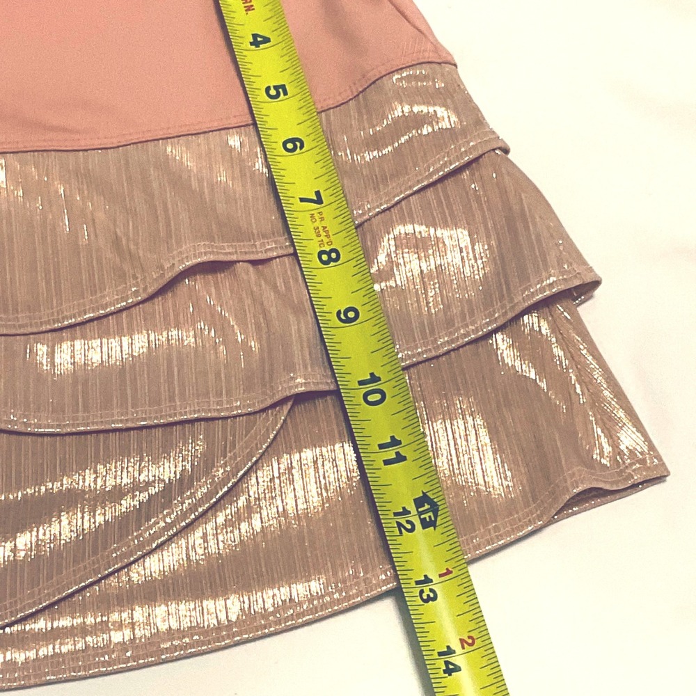 Lucky in love women's pink metallic tennis skirt skort tiered ruffle s - Picture 6 of 9